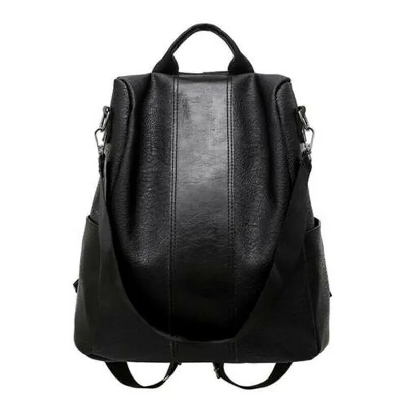 Для женщин кожаный рюкзак анти-кражи рюкзак школьная сумка черный/коричневый