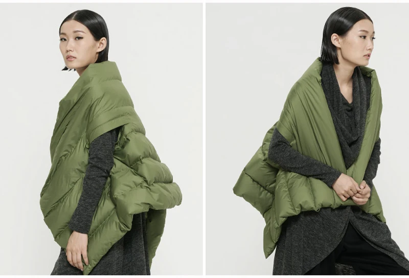 YNZZU дизайн Осень Зима Женский пуховый жилет сплошная шикарная куртка-шаль на утином пуху пальто женская теплая одежда больших размеров O676