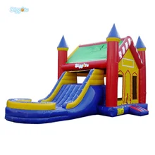 Castle Style Inflatable Bouncer With Slide For Kids Party