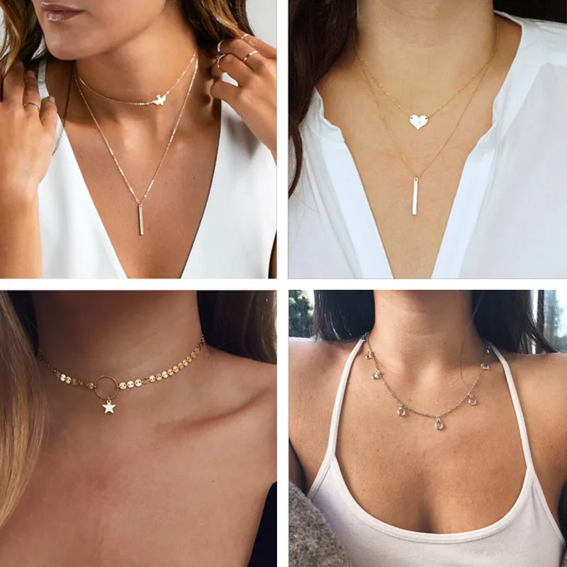 

Tenande Hot Selling Party DIY Clavicle Chain Long Tree Water Droplets Heart Crystal Necklaces Pendants for Women Statement Gifts