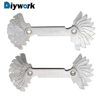 

DIYWORK 20 Blades Metal 60 and 55 Degree Screw Thread Gage Gauge Folding Measuring Tool Metric & Whitworth Pitch