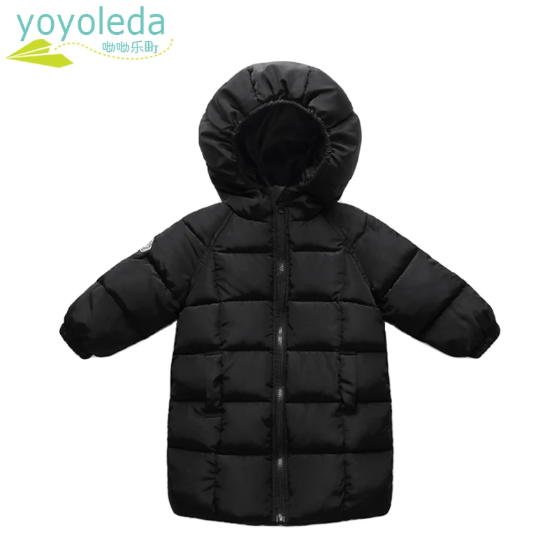 

Winter Clothes Down Parka Coat For Girls Fashion Solid Hooded Unisex Kids Jackets Children Cotton Down Warm Long Coats Outwears
