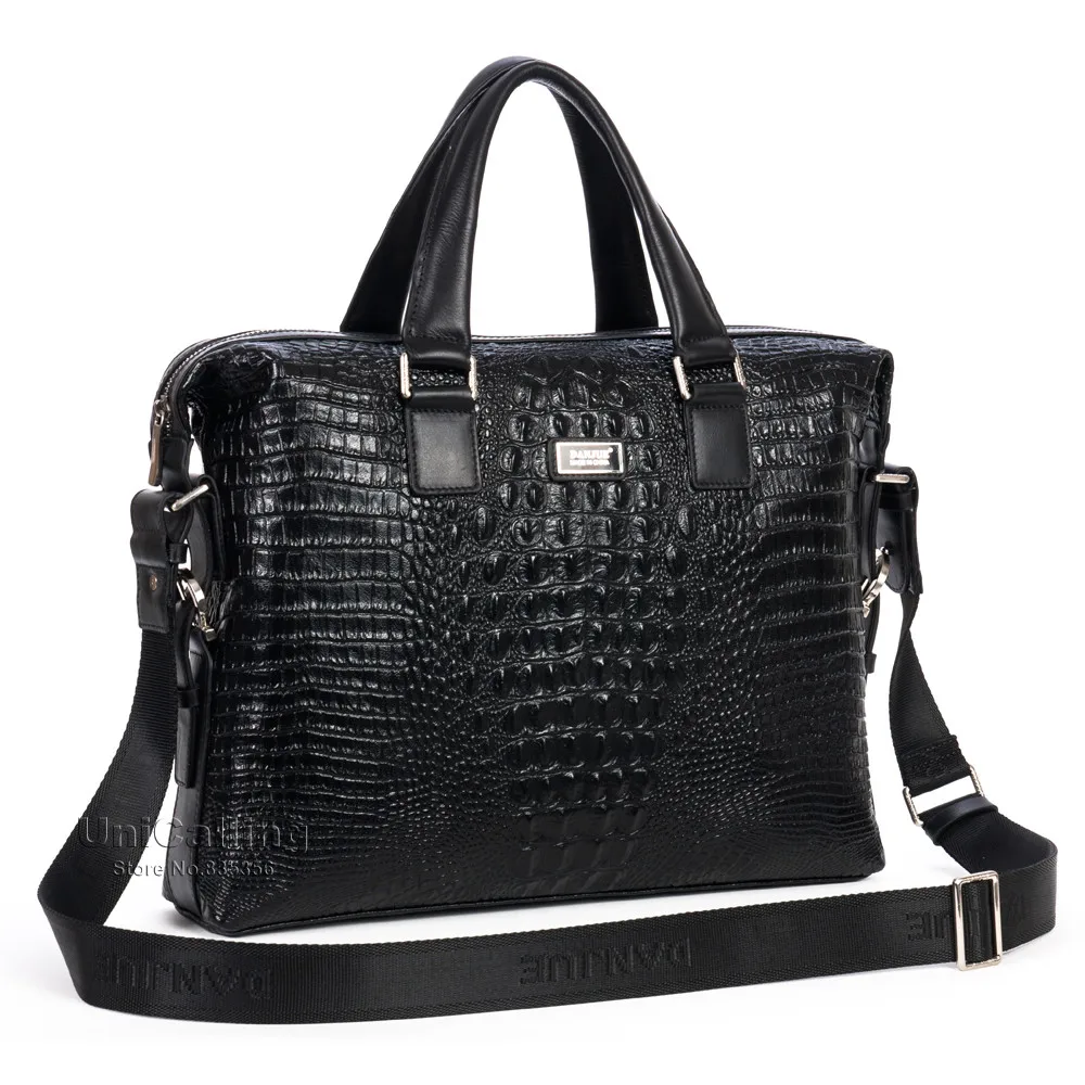 Брендовая мужская модная сумка с крокодиловым узором, верхний слой из воловьей кожи, натуральная кожа, деловая сумка, Мужская роскошная сумка для ноутбука 14 дюймов, настоящая кожаная сумка-тоут
