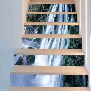

Waterfall 6Pcs DIY 3D Stairway Stickers Stairs Stickers Fall Floor Wall Decor Decals Sticker Living Room Decoration AP24