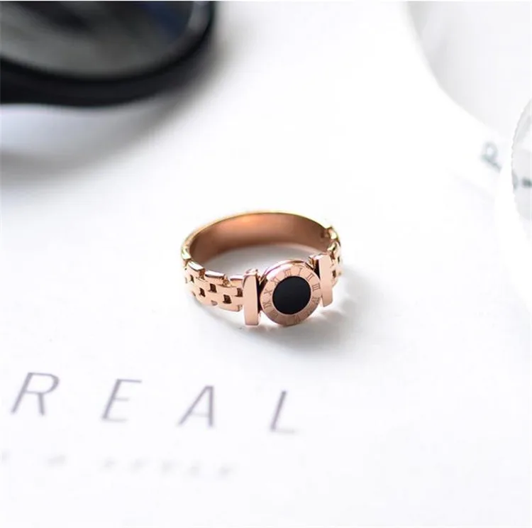 Martick, популярные кольца, женские кольца, нержавеющая сталь, черные, римские цифры, кольца, розовое золото, выдалбливают кольца, модное ювелирное изделие R101