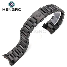 22mm Stainless Steel Watch Band Strap Silver Mens Luxury Replacement Curved End Metal Watchbands Watch Bracelet Accessories