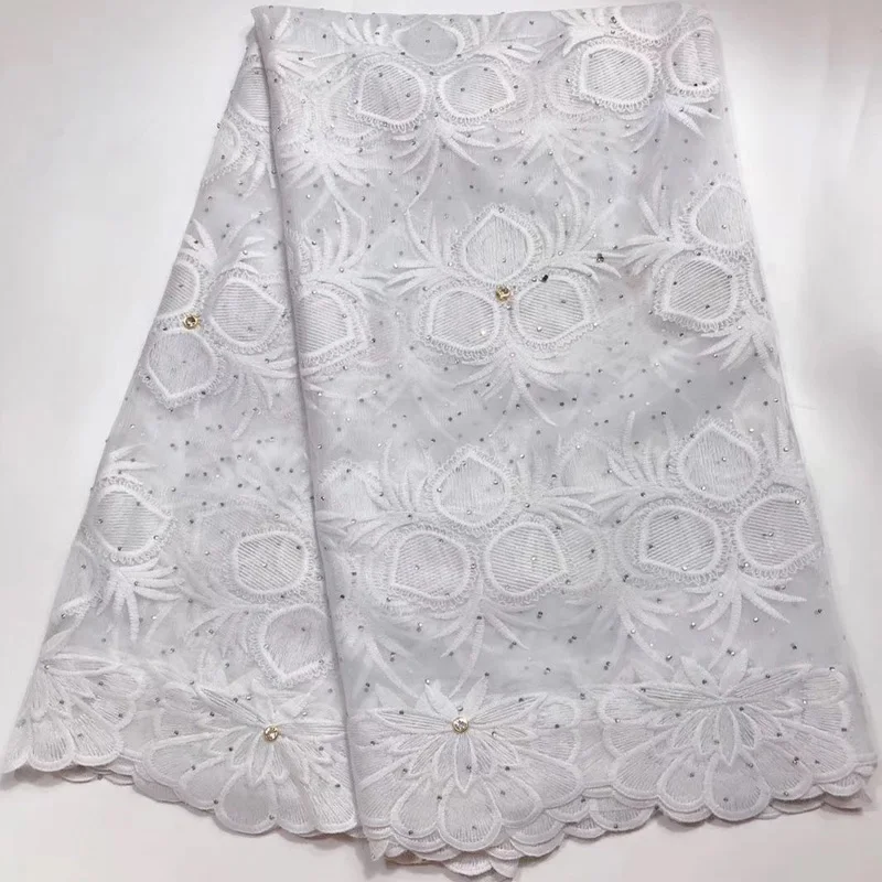 10 видов цветов новейший африканский тюль кружевной ткани легкий и мягкий французская кружевная ткань с камнями и вышивкой для платье FXS011