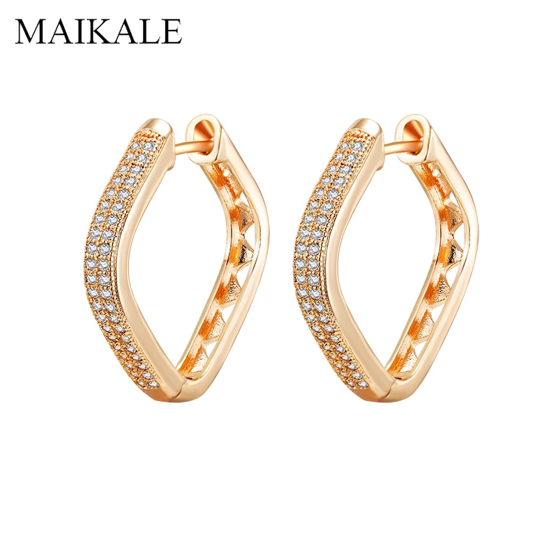 

MAIKALE Charm Big Square Hoop Earrings for Women Hollow Gold Silver Cubic Zirconia Earrings Party Fashion Jewelry Luxury Gifts