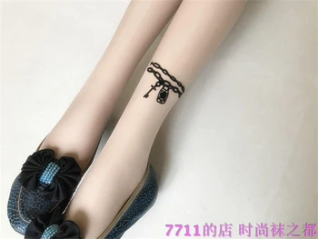 

women sexy Silk stockings super thin pantynose tattoo shade free shipping happiness lock