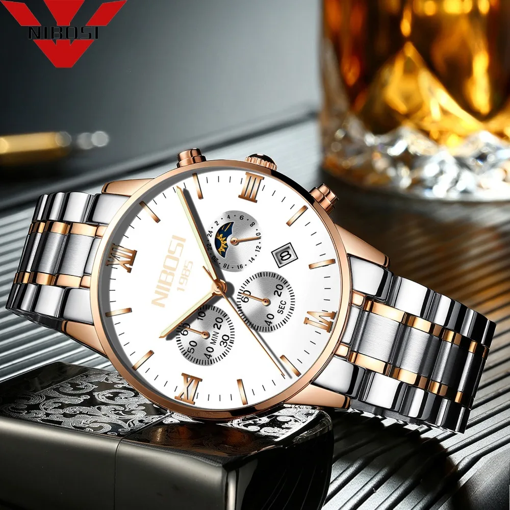 

NIBOSI Luxury Brand Men Fashion Sports Watches Men's Waterproof Quartz Date Clock Man Luxury Army Military Wrist Watch 2018