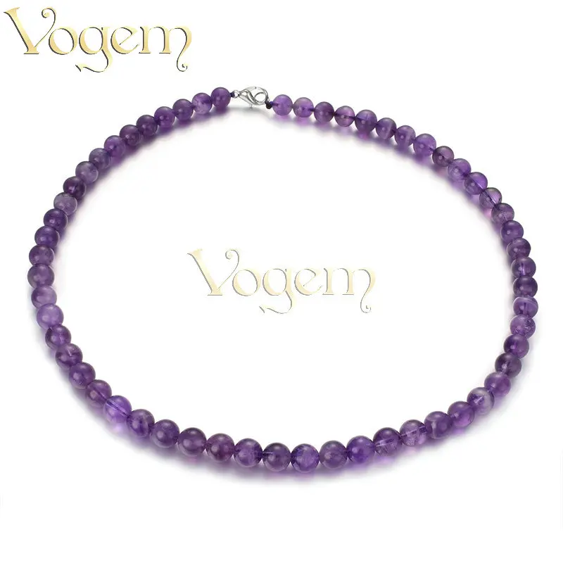 Vogem фиолетовый ожерелье из бисера для женщин 8 мм Лаванда Цвет Круглый