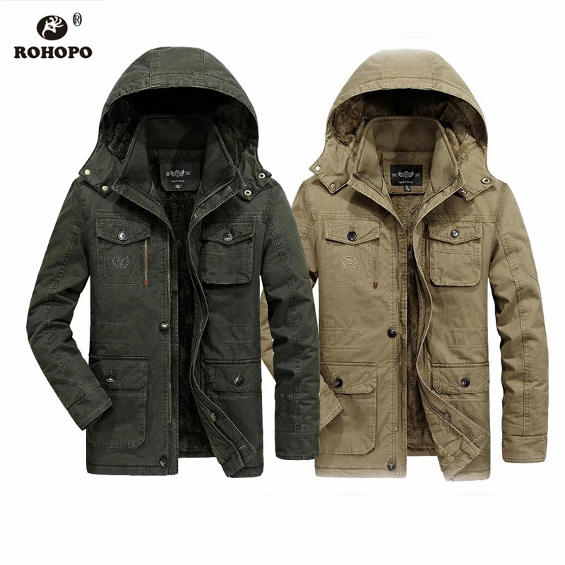 ROHOPO Parkas hombre militar Parka invierno acolchado Parka con invierno sólido algodón abrigo hombre cálido bolsillo abrigo parka|winter male|male winter coatsmale winter - AliExpress