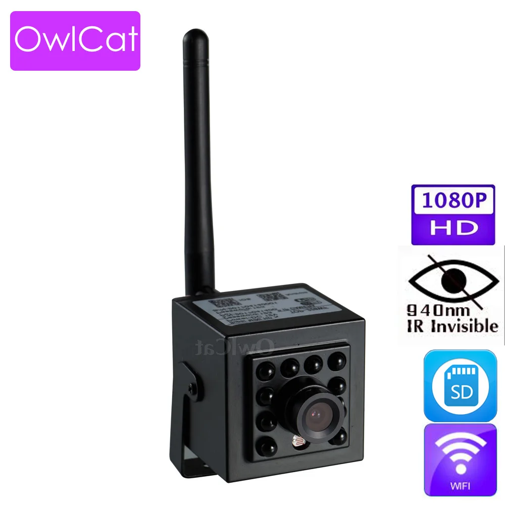 

OwlCat Mini Network IP Camera WiFi Memory Slot Motion Detection Alarm Buzzer Push Phone APP Email Alarm Wireless Invisible IR HD