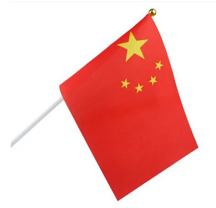 

5Pcs 2018 Sale 21*14cm CHINA National flag CHINESE flags hand waving flags With Plastic Flagpoles For Sports home Decor F2858