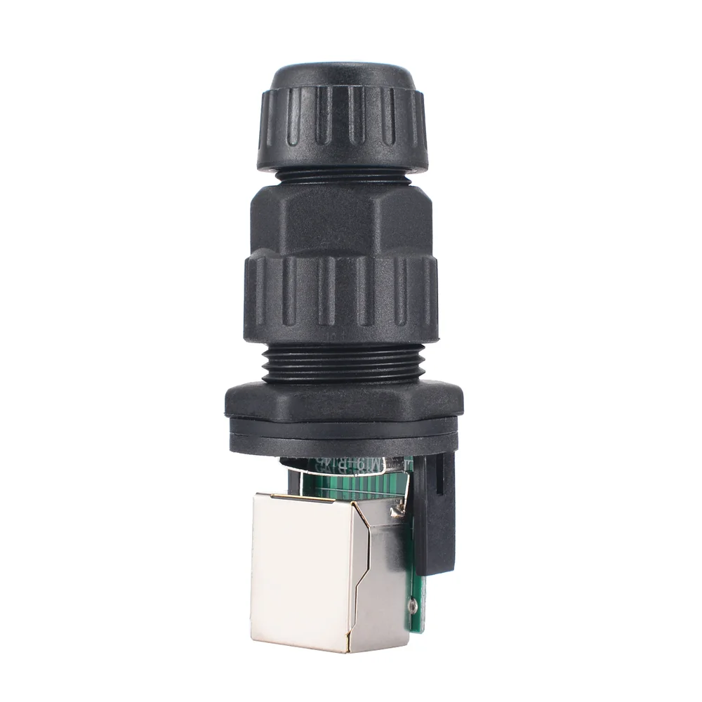 

1pc RJ45 Interface IP68 Network Waterproof Connector Durable Pluggable Transposon Connectors 10mm Hole 8 Core For Outdoor AP Box