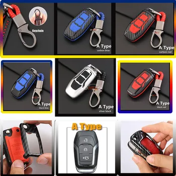 

1set 3Buttons Auto Car Key Fob bag car key cover remote keyChain Carbon For Ford kuga fusion fiesta transit mustang ranger Focus
