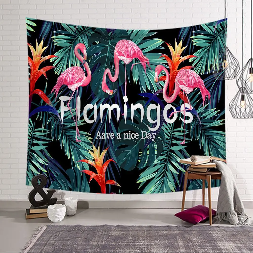 

Flamingo Printed Tapestry Animal Wall Hanging Room Decor Art Tropical Plants Yoga Mat Bedspread Sheets Tapestries Beach Towel