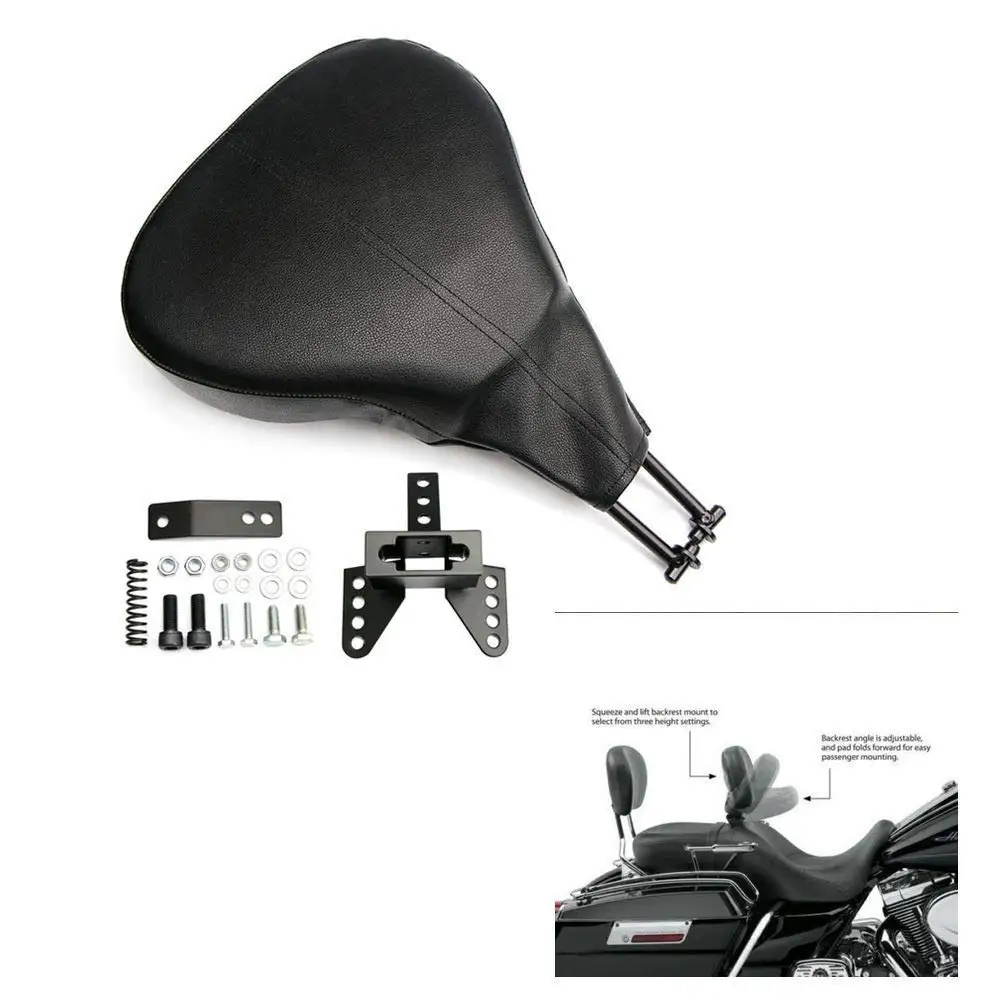 

Black Motorcycle Adjustable Driver Rider Backrest Back Rest Sissy Bar for Harley Touring Street Electra Road Glide 1988-2008