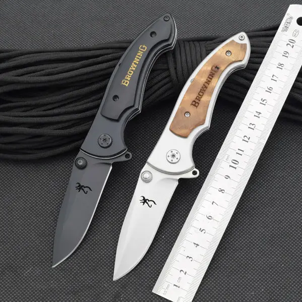 440C Steel Blade Camping Knife BROWNING Folding Knife Wood Handle Survival Knifes Tactical