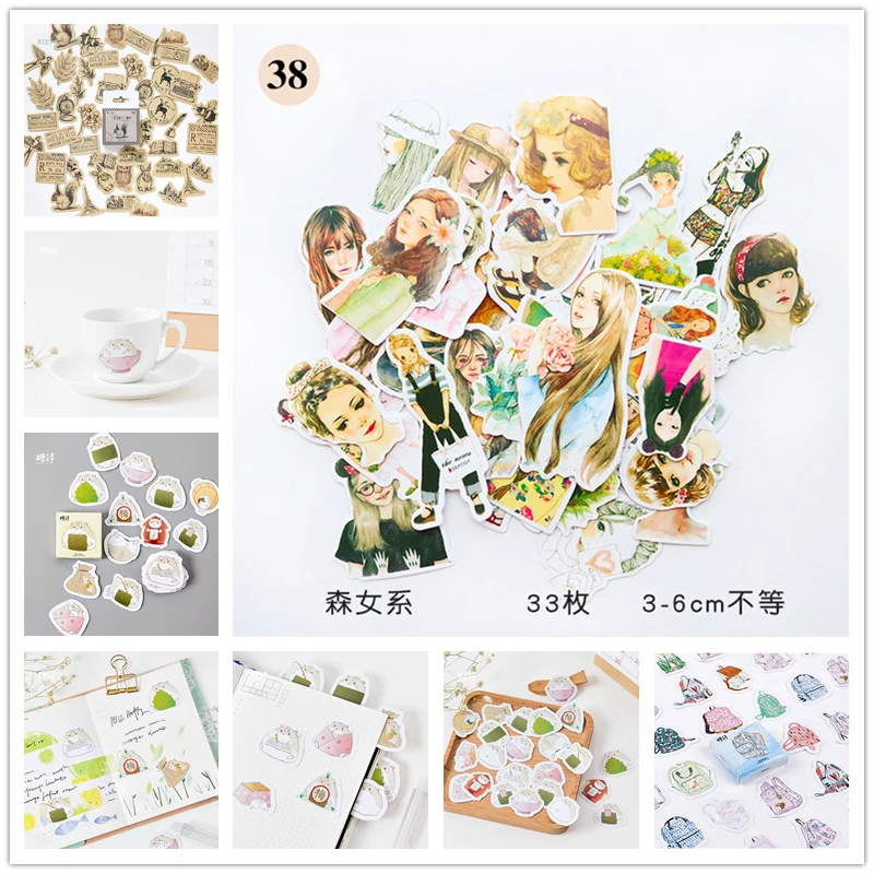 

45Pcs/set kawaii Memo pad Cartoon lovely Mori girl pattern Diary stickers planner office decor school supplies stationery