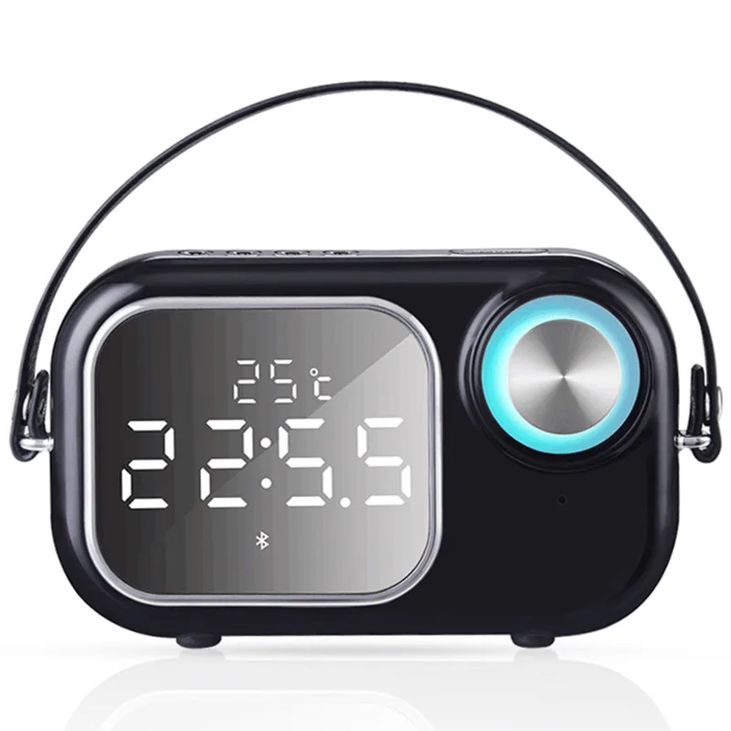 

Portable FM Radio Retro Mirror Bluetooth Mobile Phone Call Speaker Subwoofer USB Player Wireless Mini Outdoor Smart Stereo Play