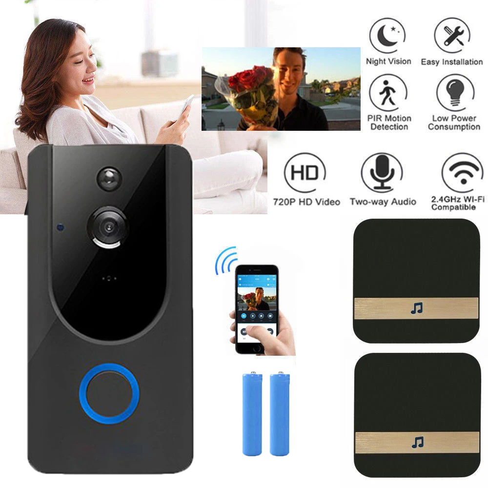 HD 720P Video Door Phone WiFi Smart Security DoorBell Ring Visual
