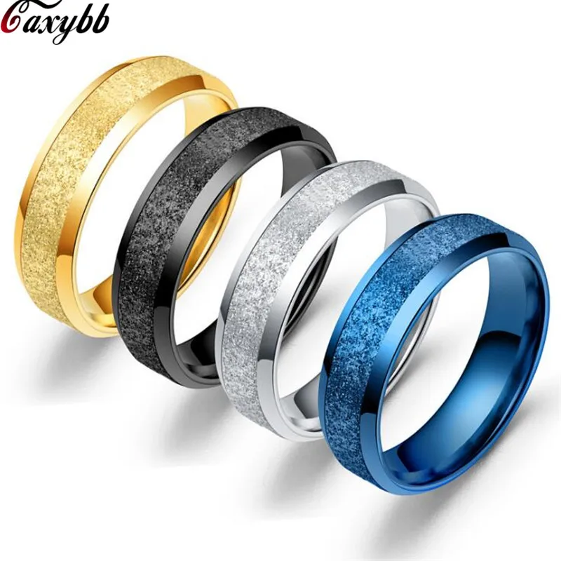 Матовые вечерние кольца для женщин и мужчин, матовое пескоструйное кольцо для влюбленных, черный/синий/золотистый/серебристый, титановая пара ювелирных изделий