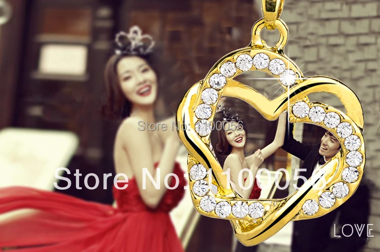 FineJewelry женское ожерелье с двойным сердцем золотое со стразами свадебное
