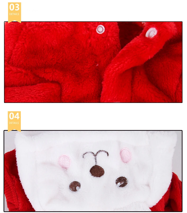 Pet Four-legs Cartoon Hoodies Autumn Winter Polar Fleece Thick Cats Dogs Clothes Red Rabbit Cosplay costume for Cats Small Dogs (4)