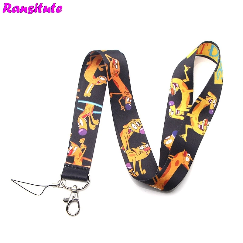 

Ransitute R283 Catdog cartoon TV cute lanyard neckband key ID card mobile phone with badge holder DIY key lanyard
