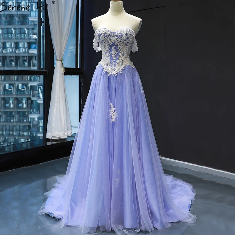 purple flower prom dress