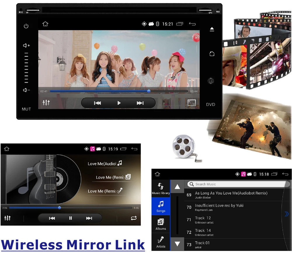 6. 2 'ƈ DIN Android 5.1 GPS Навигации Bluetooth AM/FM/RDS ChargerSteering Колеса Обратный парковка Для