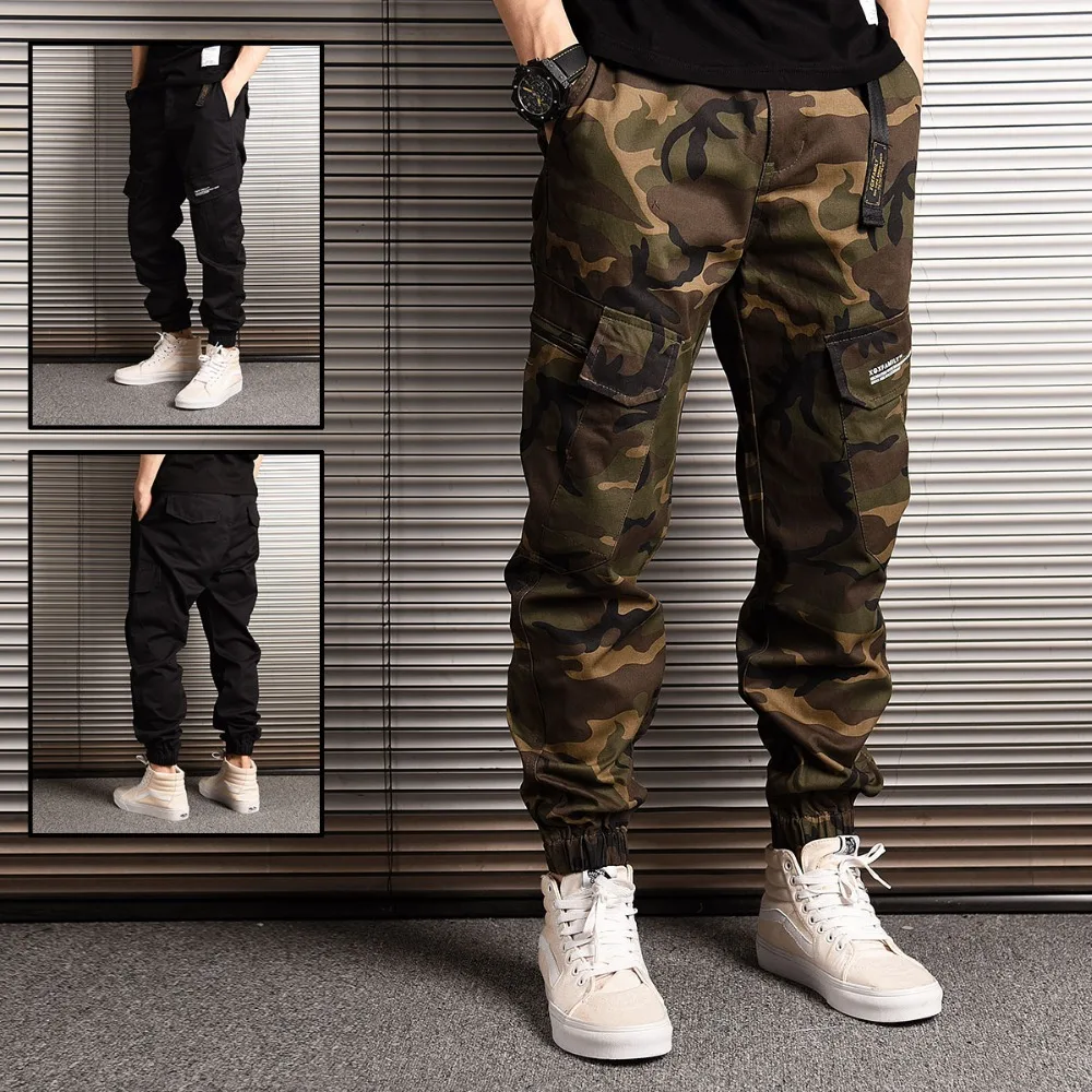 Японский стиль, модная уличная одежда, мужские джинсы, штаны для бега, камуфляжные военные штаны, свободные большие карманы, брюки-карго, брюки в стиле хип-хоп