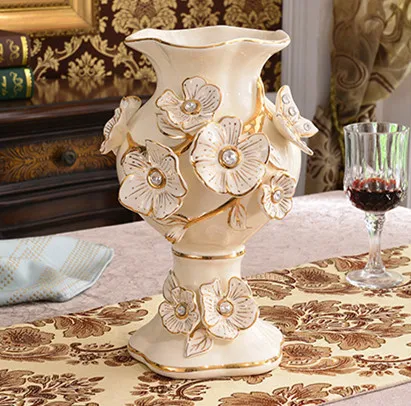 

Luxury European Ceramic Vase High-end Decorations Creative Flower Arrangements Living Room TV Cabinet Vase Wedding Gift