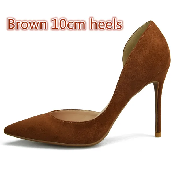 Stylesowner/пикантные туфли на высоком каблуке в римском стиле; женские туфли-лодочки; элегантные туфли из искусственной замши на высоком каблуке; цвет коричневый, телесный; туфли на высоком каблуке - Цвет: Brown 10cm Heels