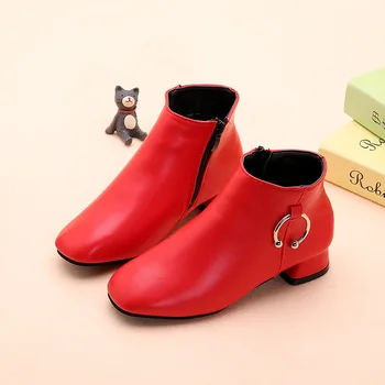 

Boots Children's Shoes Mother & Kids winter children boots PU girl's fashion boots size 27-37 ankle zipper red black brown new