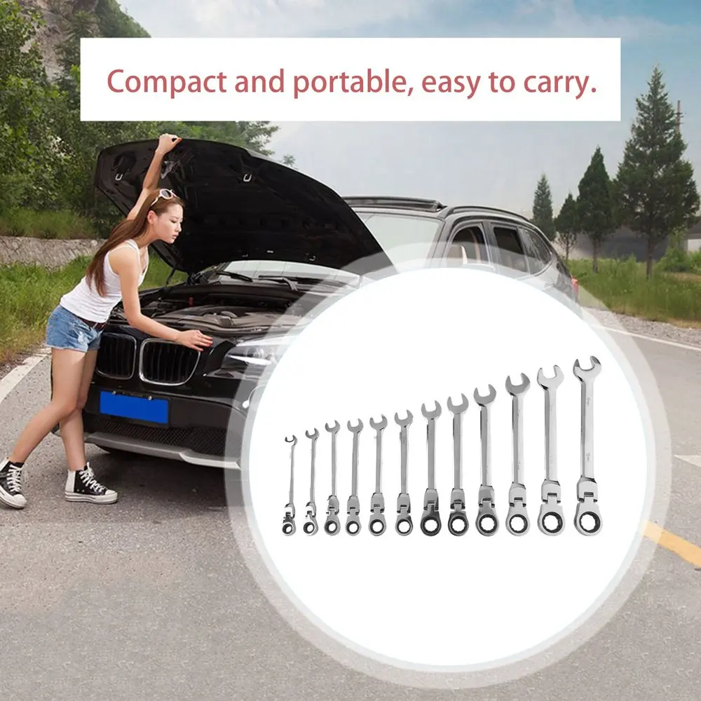 

12PCS Ratchet Wrenches 8-19MM Hand Tools Wrench Set Multitool Double End Adjustable Wrench Spanner Repair Tool Ratchet Spanner