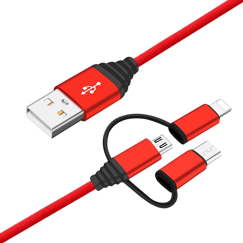 3 в 1 usb зарядный кабель для мобильного телефона для iPhone X Micro usb type C кабель для зарядного устройства для Xiaomi huawei samsung кабель для быстрой зарядки - Цвет: Красный