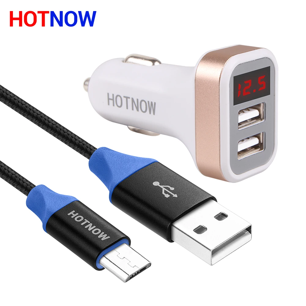 Hotnow USB Автомобильное зарядное устройство с цифровой светодиодный Дисплей 5 В 3A