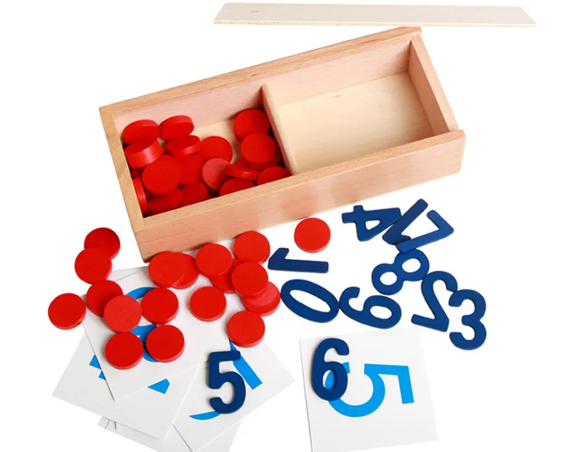 Новые деревянные Игрушки для маленьких детей Монтессори цифровой и чипсы с карты детские Пособия по математике образования раннего