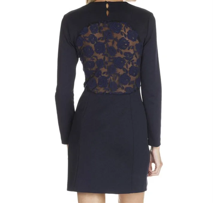 

Autumn and winter New Women's Dress 2019 Back Rose Splicing Mini dress long sleeve short dresses clothing