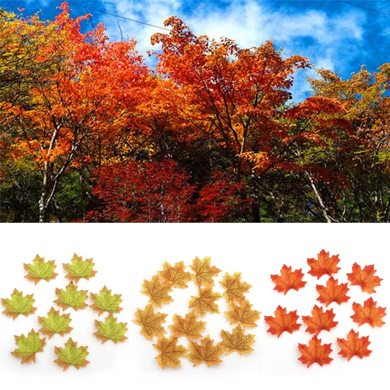 

50/100Pcs New Artificial Maple Leaves Simulation Decorative Maple Leaves Fake Fall Leaves For Home Wedding Party Decor 8A0898