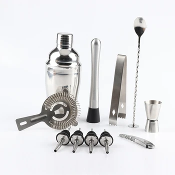 

12Pcs Stainless Steel Cocktail Shaker Bar Set Bartender Kit Wine Martini Mixer Boston Shaker for Party Bar Tool Bartenders Rol