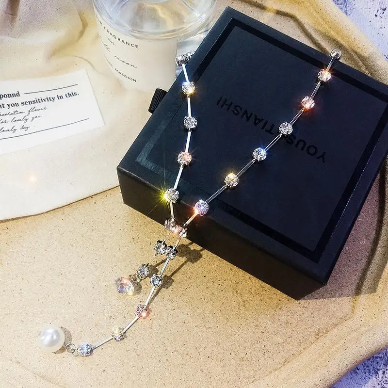 Преобладающая коллекция года, короткая жемчужная цепочка со стразами ожерелье, модное, индивидуальное, преувеличенное, Кристальное, женское ожерелье с подвеской s - Окраска металла: silver