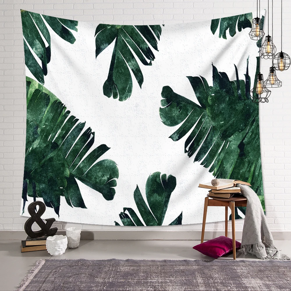 SUBO Green Tropical Cactus Palm Tree Leaves Flower Decorative Tapestry
