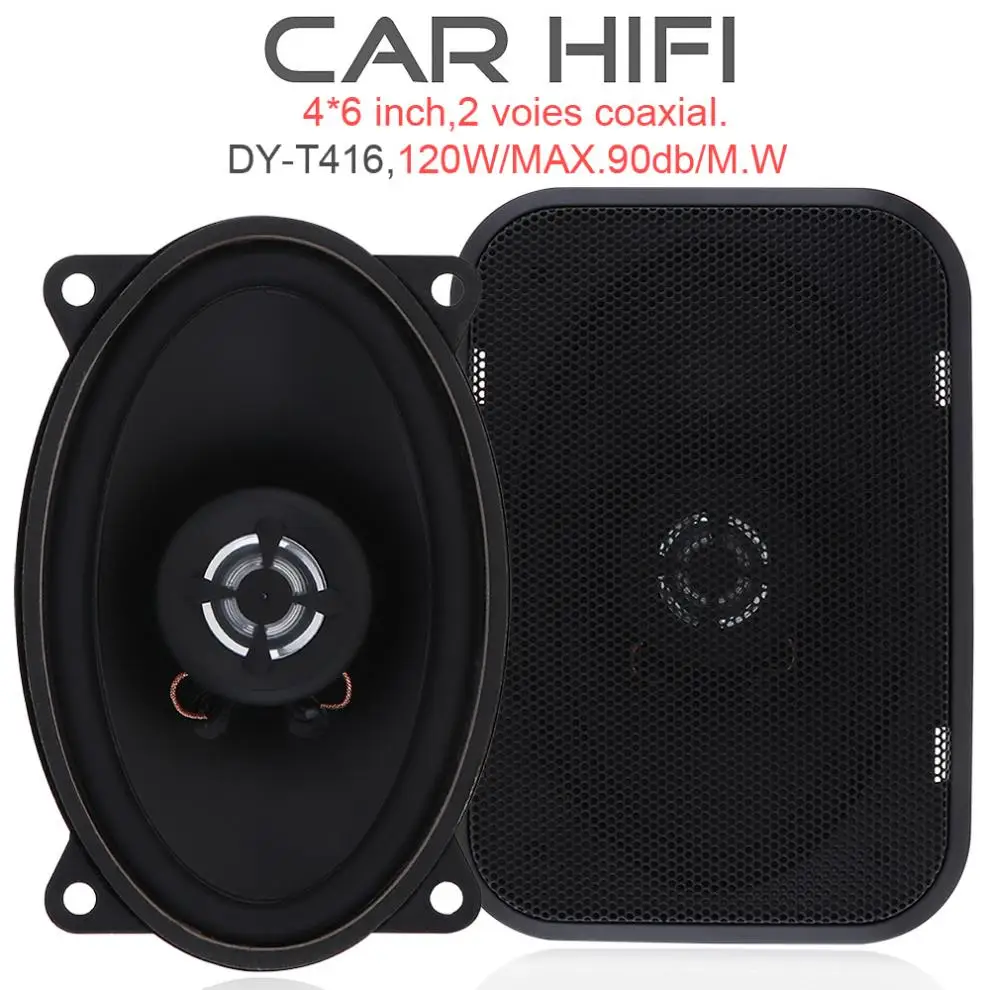 2pcs 4x6 Inch 120W Car HiFi Coaxial Speaker 12V Vehicle Door Auto Audio Music Stereo Full Range