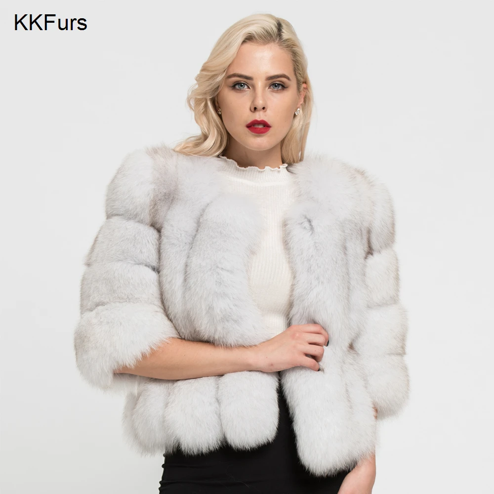 

JKKFURS 2019 Real Fox Fur Coat Winter Warm Cropped Jacket For Women Top Quality Natural Fur Short Outerwear Wholesale S7150