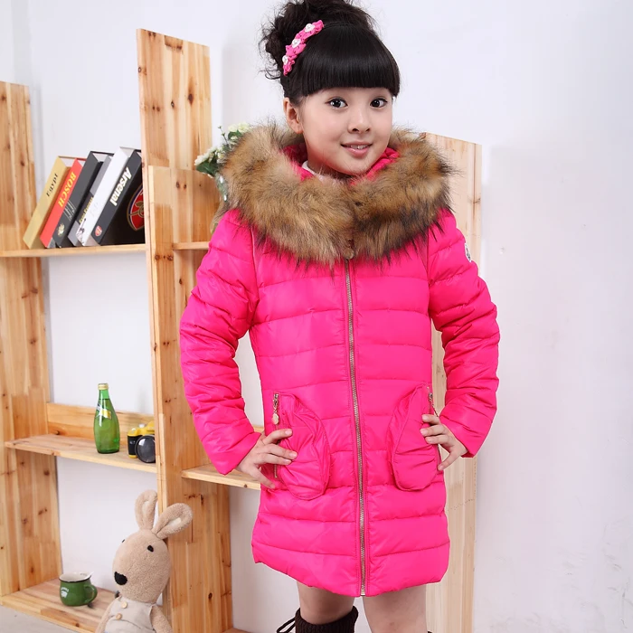 Купить новый зима девушки большой меховой воротник пуховик детский ...
