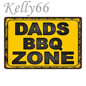 

[ Kelly66 ] DADS BBQ Zone Metal Sign Tin Poster Home Decor Bar Wall Art Painting 20*30 CM Size y-1767