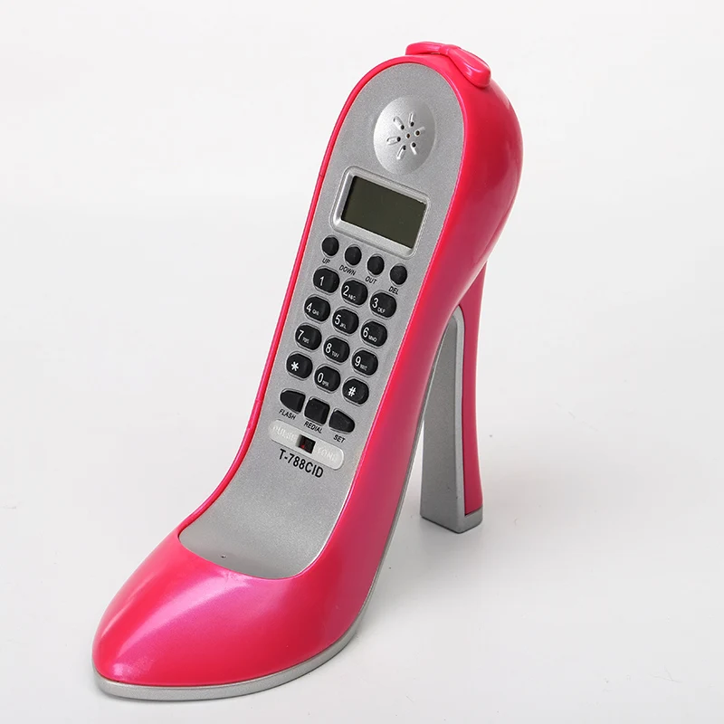 

FSK/DTMF High Heel Mini Telephone Fixe Landline Telefon With Call ID Tone Pulse Flash Home Phone Red Pink Creative Style